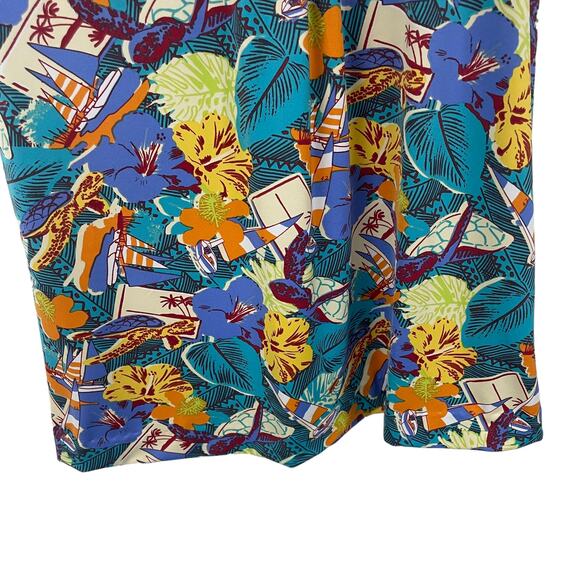 Tracy Negoshian Ruffle Sleeve Hawaiian Themed Shift Dress Womens Small - Picture 3 of 7